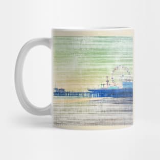 Green and Grey distressed effect Santa Monica Pier in Los Angeles, California Mug